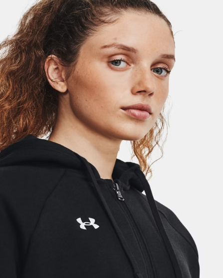 Under Armour UA Rival Fleece Full Zip Hoodie Top | Black (Women's) - Image 2