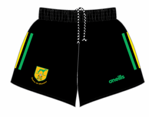 O'Neills Toomevara GAA Training Shorts Black/Green/Amber (Kids/Adults)