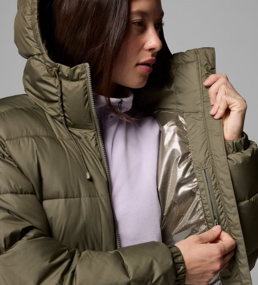 Columbia Pike Lake™ III Long Hooded Puffer Jacket | Stone Green (Women's) - Image 6