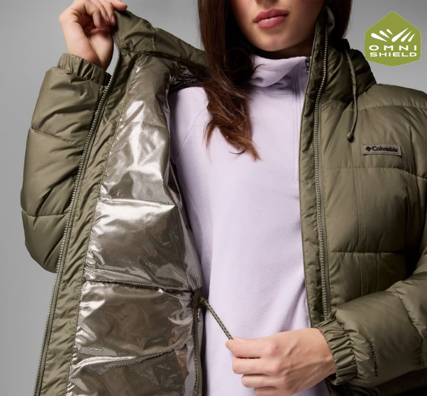 Columbia Pike Lake™ III Long Hooded Puffer Jacket | Stone Green (Women's) - Image 5