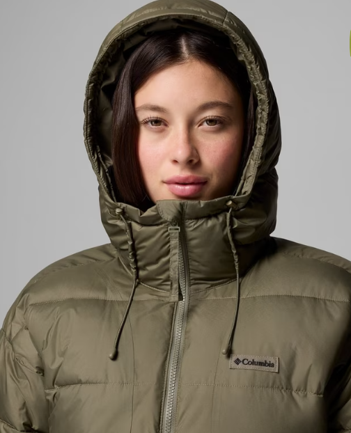 Columbia Pike Lake™ III Long Hooded Puffer Jacket | Stone Green (Women's) - Image 4