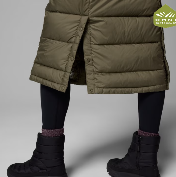Columbia Pike Lake™ III Long Hooded Puffer Jacket | Stone Green (Women's) - Image 2
