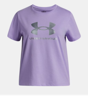 Under Armour Rival Shimmer Tee Shirt | Purple Transparent/White (Girls)