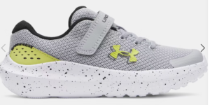 Under Armor UA Surge 4 AC  Pre-School Running Shoes |  Mod Gray/Black/Lumin Yellow (Boy's)