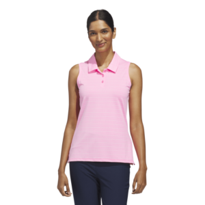 adidas Ultimate365 Jacquard Sleeveless Golf Polo Shirt | Lucid Pink (Women's)