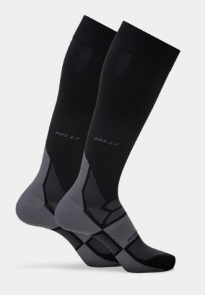 Hilly Pulse Soc Min Running Compression Sock | Black/Grey (Unisex)