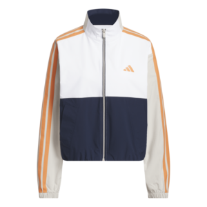 adidas Beyond The Course Colorblock Twistweave Full-Zip Golf Jacket | Collegiate Navy / White / Dusky Orange (Women's)