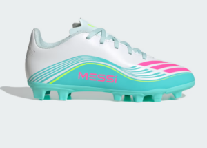 adidas F50 Club Messi Firm/Multi-Ground Boots | Cloud White / Lucid Pink / Flash Aqua (Kid's)
