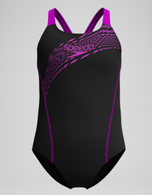 Speedo Medley Logo Medalist Swimsuit | Black/Pink (Kids / Girls)
