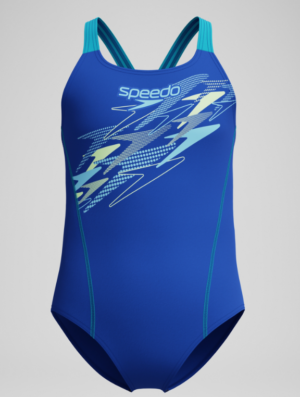 Speedo Medley Logo Medalist Swimsuit | Blue/Green (Kids / Girls)