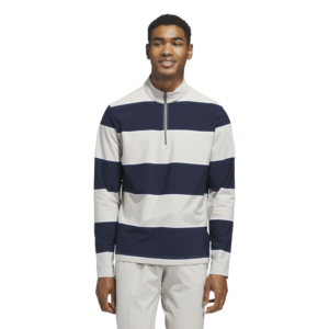 adidas Ultimate 365 Rugby Striped Men's Golf Quarter Zip Top | Collegiate Navy/ Wonder Alumina  (Men's)