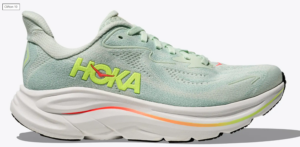 Hoka CLIFTON 10 Running Shoe | Seaglass/Neon Flame (Women’s)
