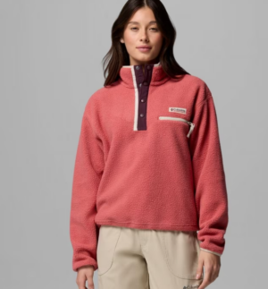 Columbia Helvetia™ II Cropped Sherpa Half Snap Fleece Top | Washed Red (Women's)