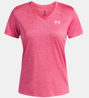 Under Armour UA Tech™ Twist V Neck Tee Shirt | Super Pink (Women's)