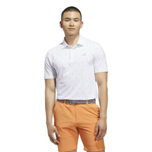 adidas Ultimate365 Essence Print Golf Polo Shirt |White / Dusky Orange (Men's)