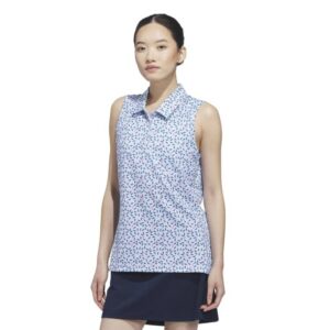 adidas Ultimate365 Printed Climacool Sleeveless Polo Shirt | Crystal Sky (Women's)