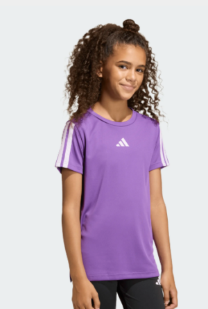 adidas Training Essentials 3-Stripes Tee Shirt | Purple (Kids / Girl's)