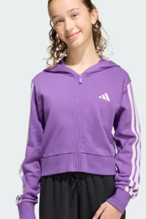 adidas Essentails Full Zip Cropped Top | Active Purple / Ice Lavender (Girl's)