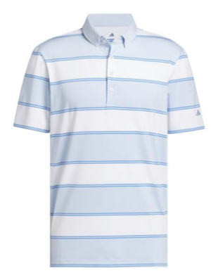 adidas Ultimate365+ Jumbo Stripe CLIMACOOL Golf Polo Shirt | Crystal Sky / White (Men's)